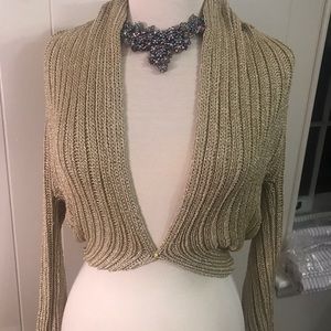 White House black market bolero sweater. In gold